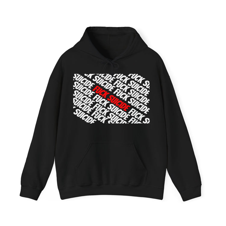 Fuck Suicide Awareness Hoodie with Colorful Smiley Back Design