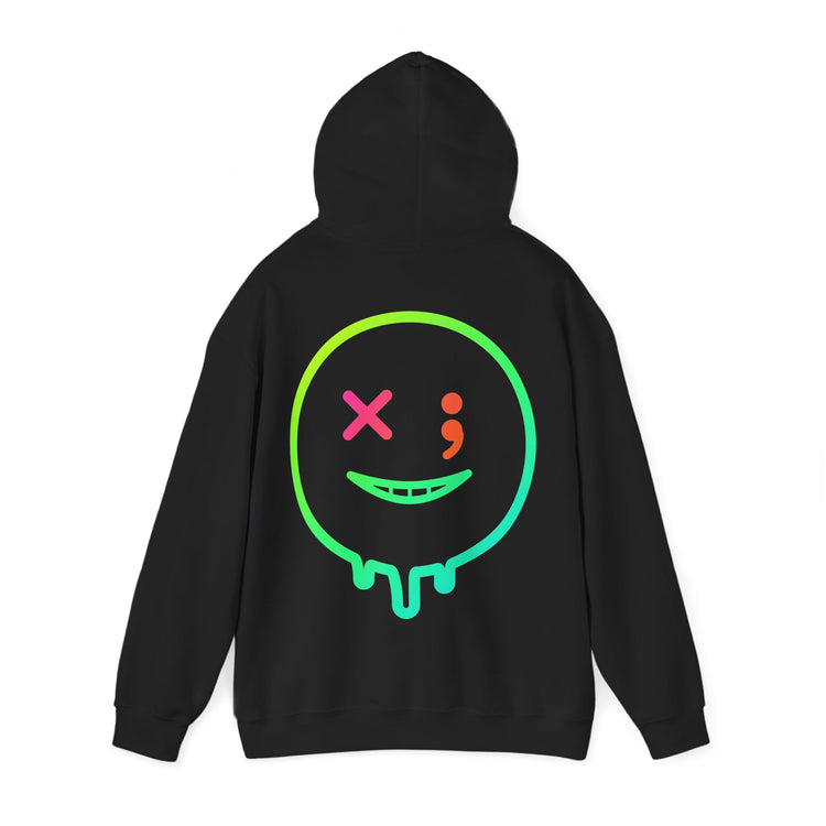 Fuck Suicide Awareness Hoodie with Colorful Smiley Back Design